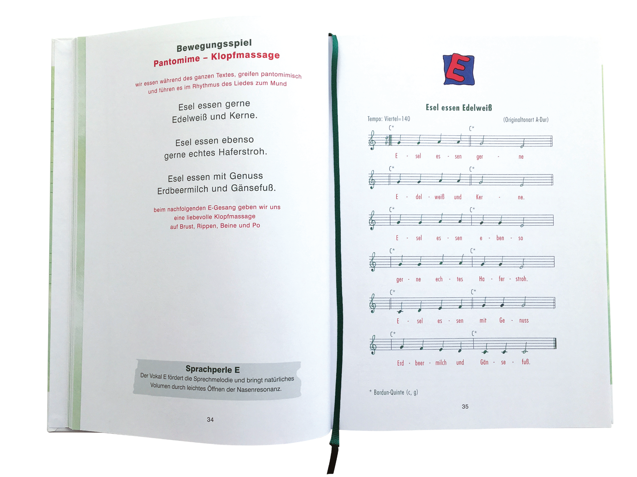 Doppelseite E: Bewegungsspiel, Reim und Liednoten
